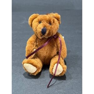 Vintage 1990 Boyds Collection Miniature Brown Teddy Bear Ornament 4.5 Inch Plush